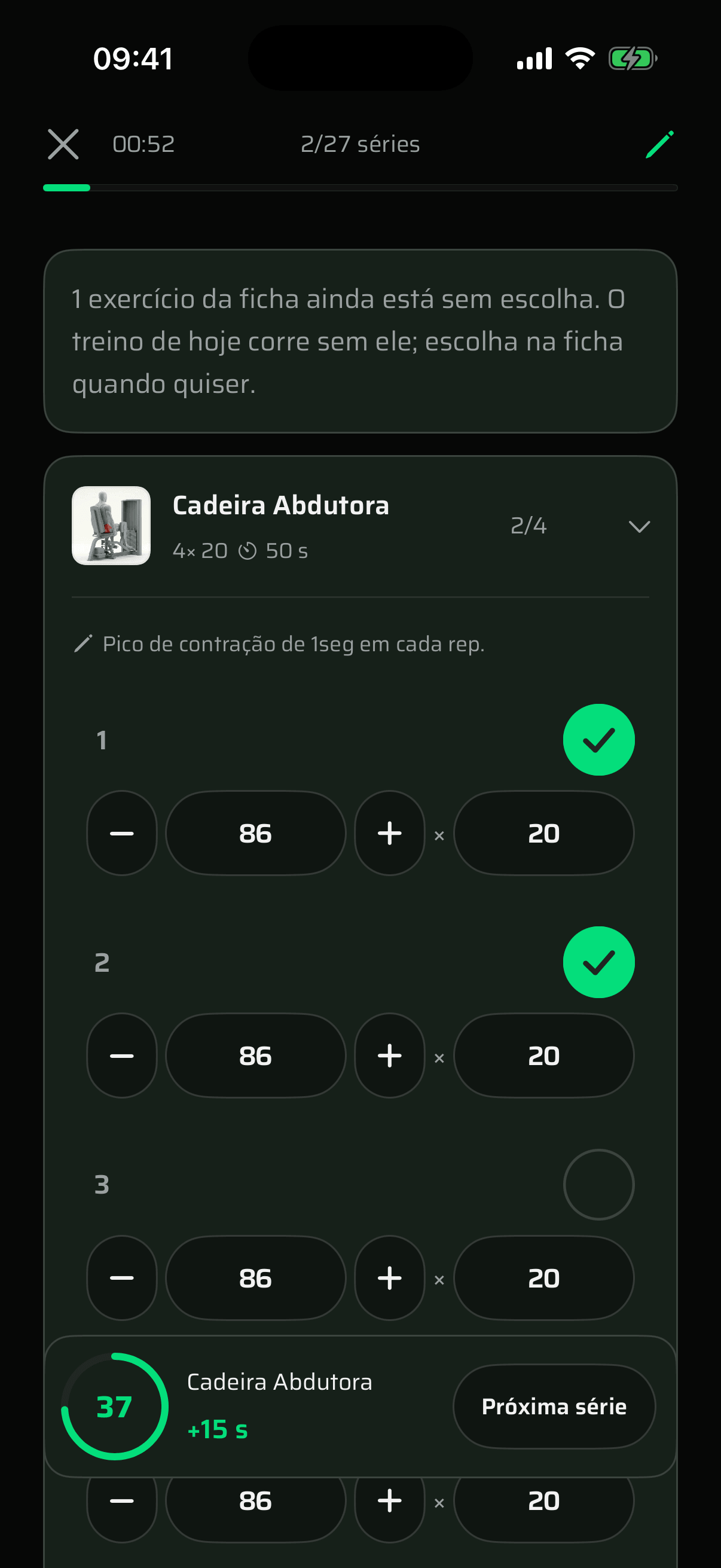 Uma sessão de treino em andamento no The Rep, série a série